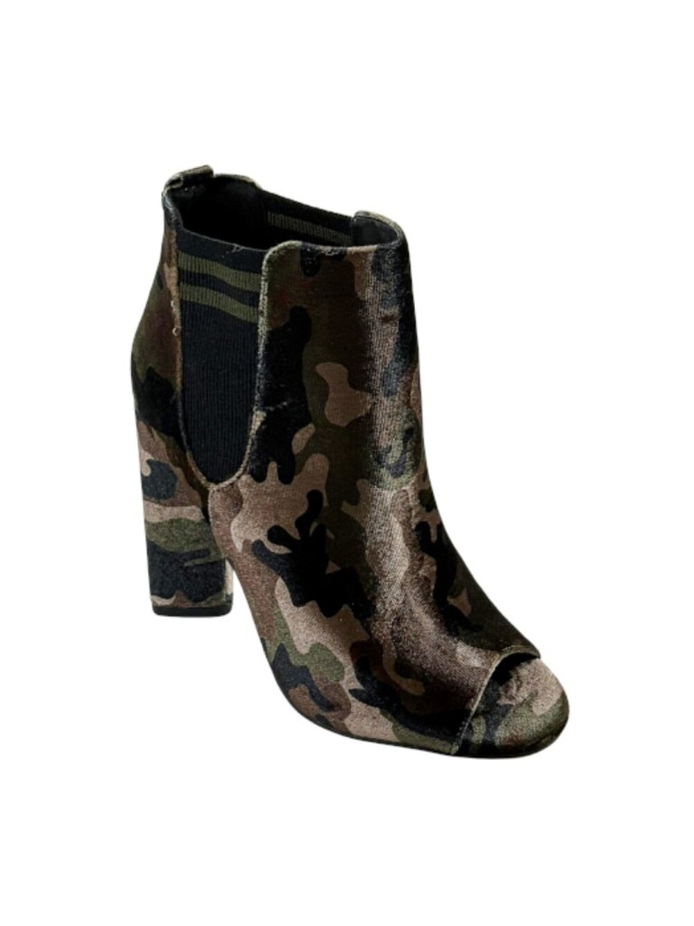 Qupid Lyra44 Women’s Khaki Camo Peep Toe Ankle Bootie High Heels